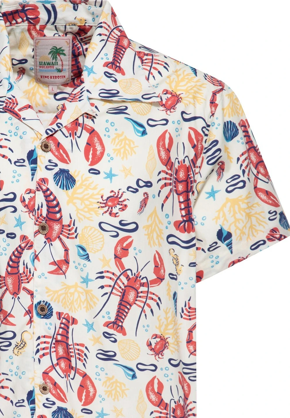 King Kerosin Deep Sea Hawaii shirt, off White, White, L