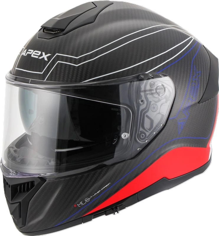 APEX Helmet FC500 Carbon Assen white/red/blue matt S