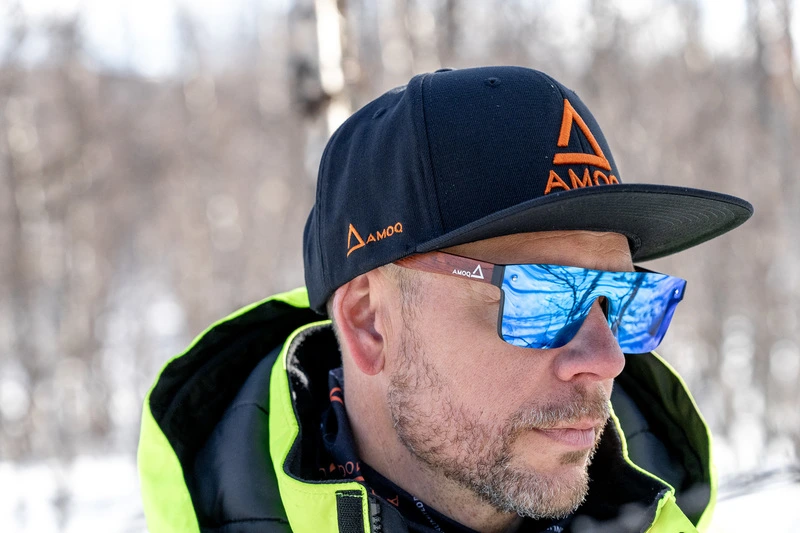 AMOQ Burst Sunglasses PLRZD Wood-Ice Blue Mirror