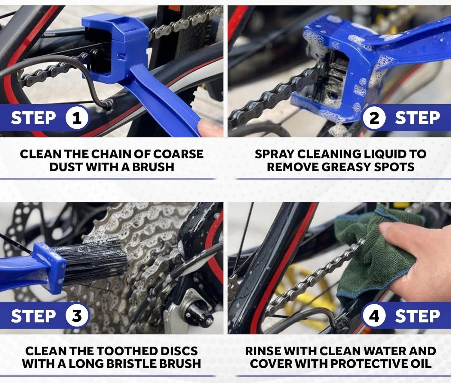 Motorcycle chain cleaning brush