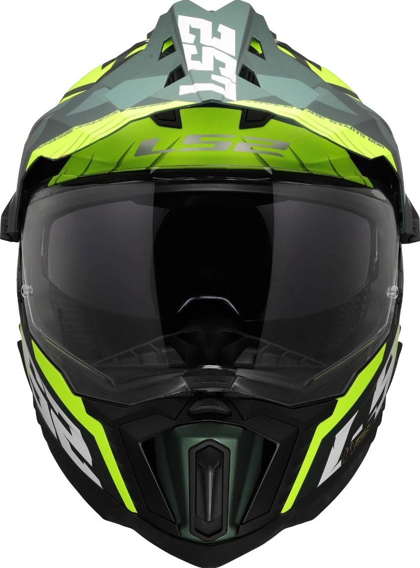 LS2 MX701 EXPLORER SPIRE Helmet - Matt Green H-Vis Yellow, S