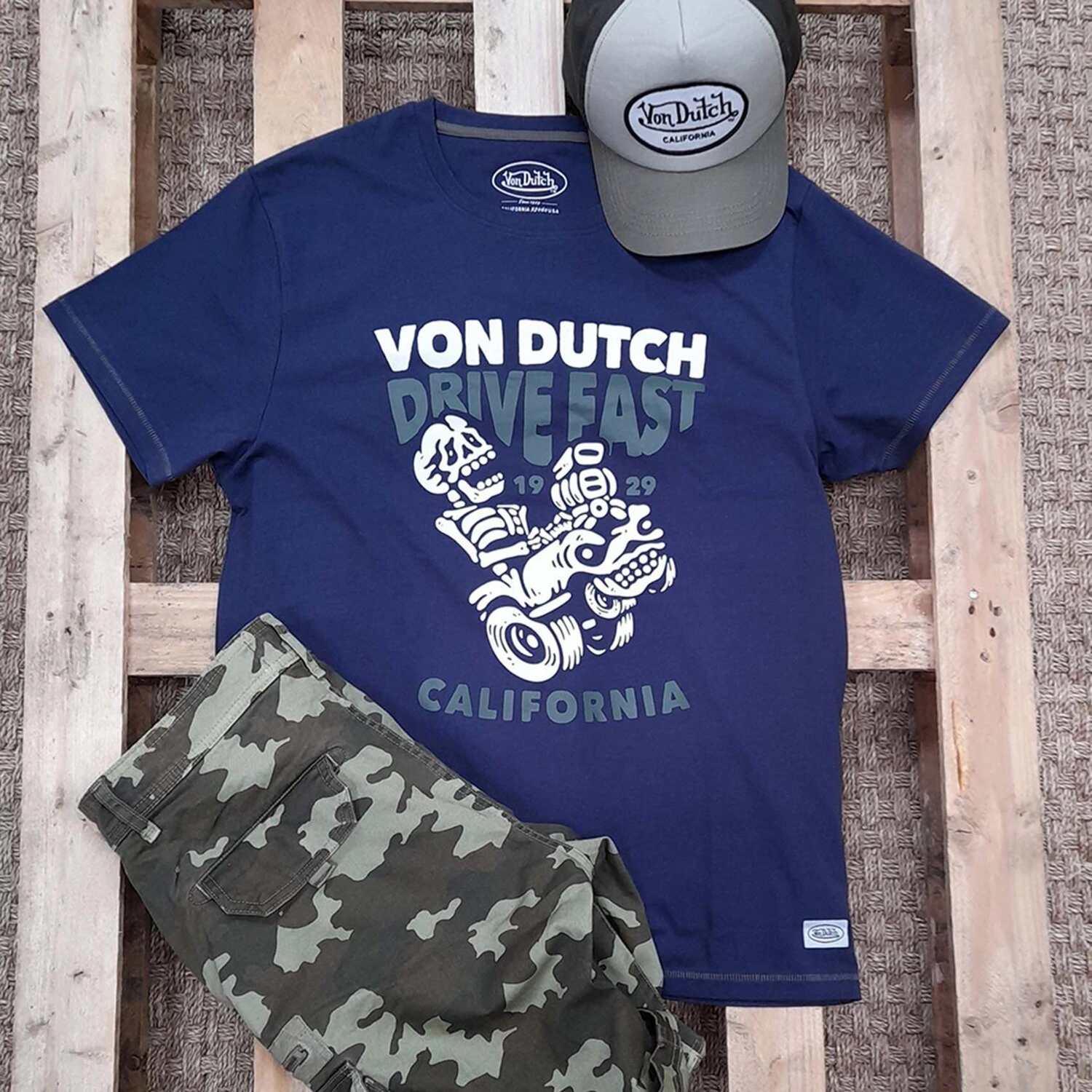 Von Dutch Drive t-shirt blue/white, S