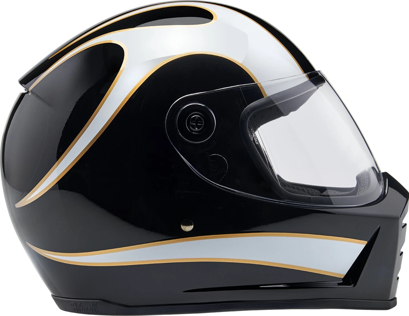 Biltwell Lane Splitter helmet, white flames Black, XS, Gloss