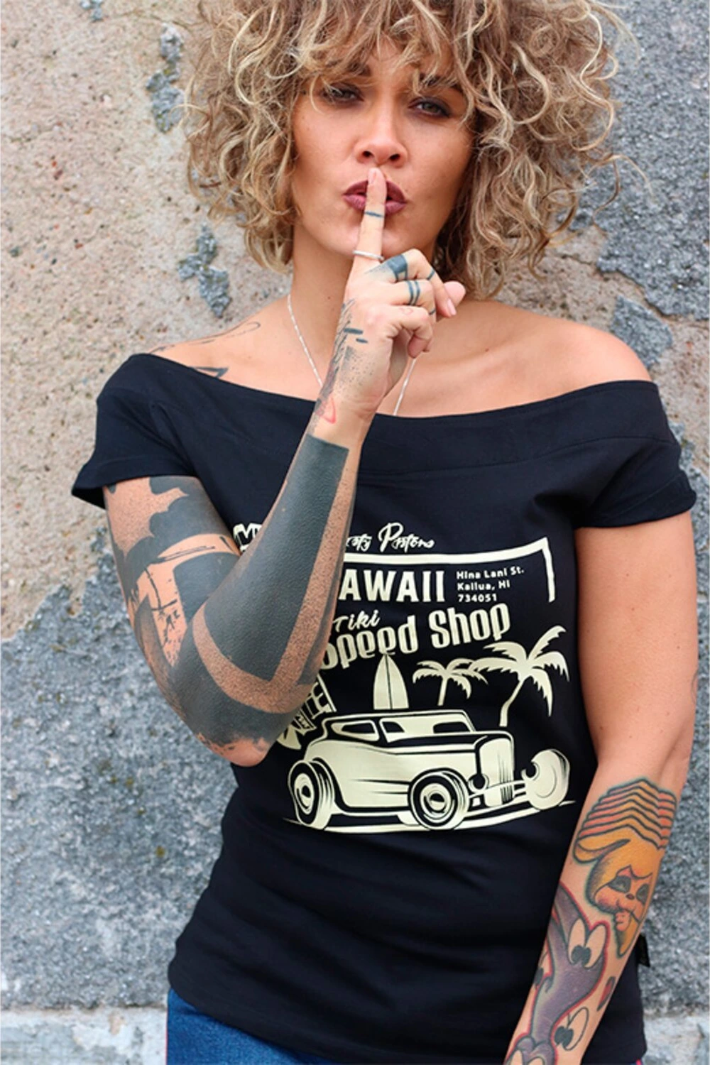 Rusty Pistons Hawaii female t-shirt, Black, XL