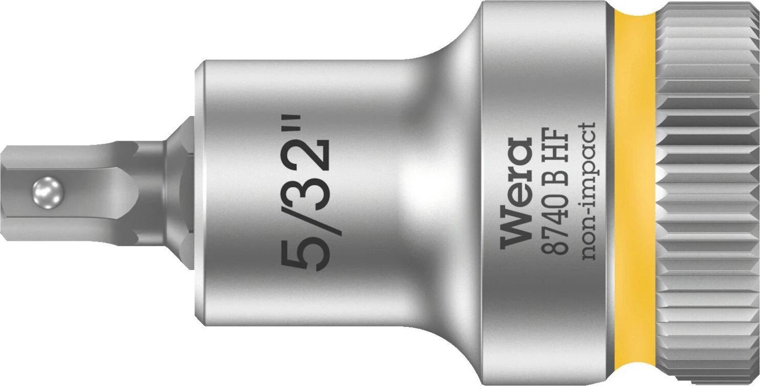 Wera Zyklop 3/8" Hex socket bit w/ holding function US sizes, 35 mm, Brushed
