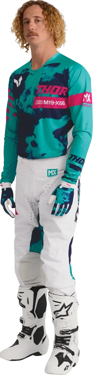 JERSEY LAUNCHMODE BLEACH WHT/AQ S