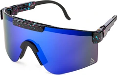 AMOQ Comet Sunglasses Black Splash - Blue Mirror