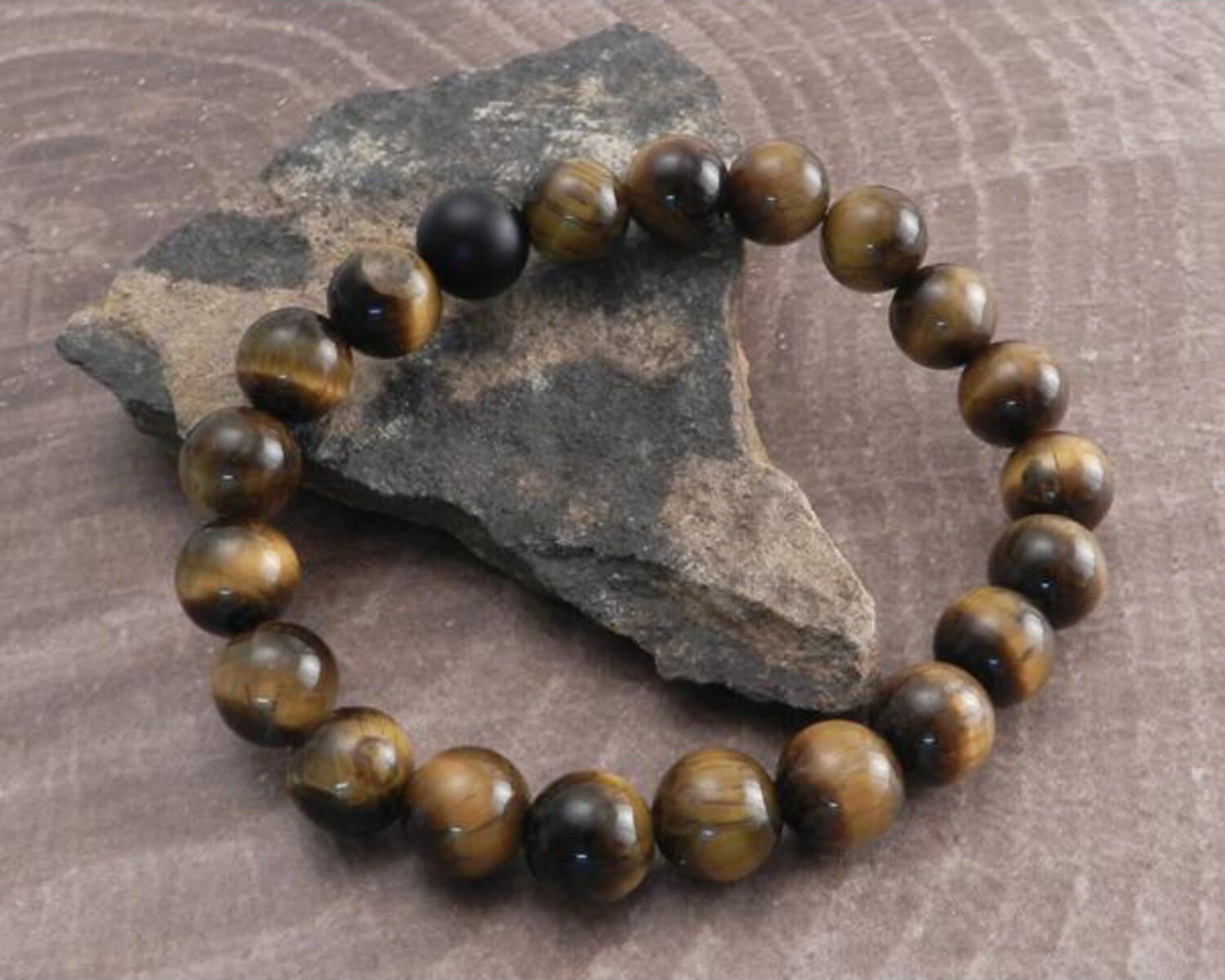 Amigaz Tiger Eye Stone stretch bracelet, Brown