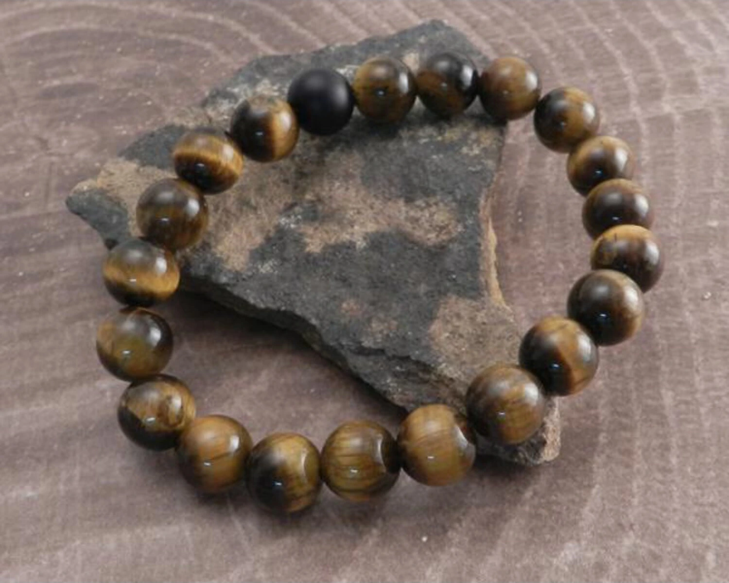 Amigaz Tiger Eye Stone stretch bracelet, Brown