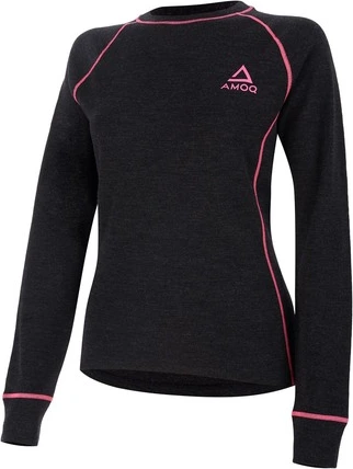 AMOQ 100% Merino W's Base Layer Jersey Gray/Pink, S
