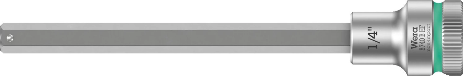 Wera Zyklop 3/8" Hex socket bit w/ holding function US sizes, 107 mm, Brushed