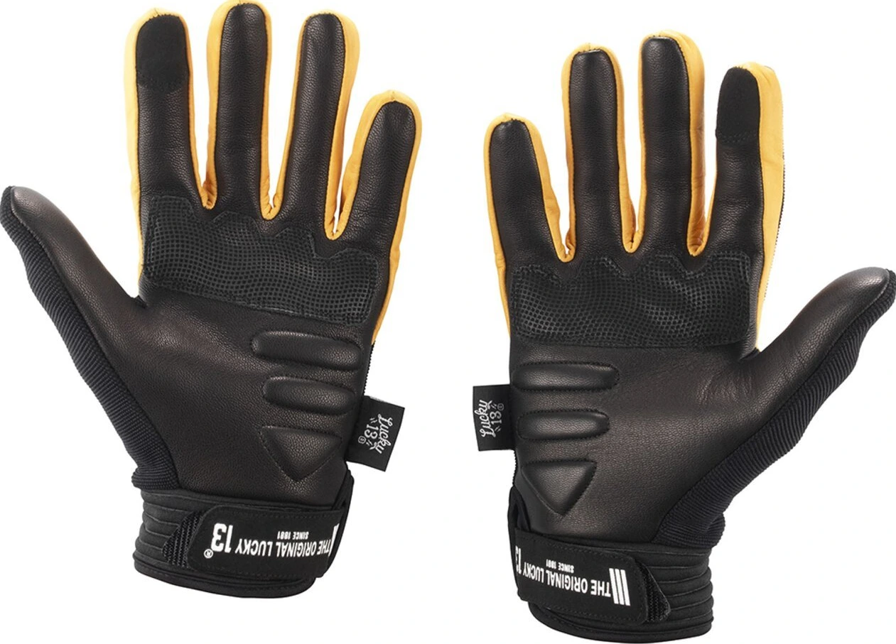 Lucky 13 Shocker gloves, Black, yellow, M