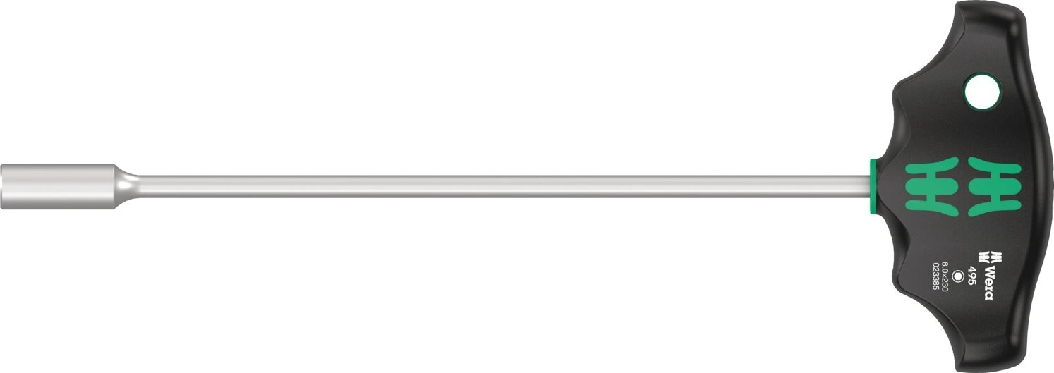 Wera T-handle nutspinner series 495 size 8, Gray, 8 mm, Chrome