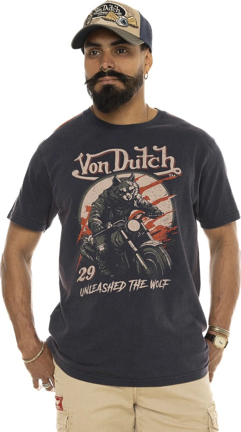 Von Dutch Wolfy t-shirt, Navy, S