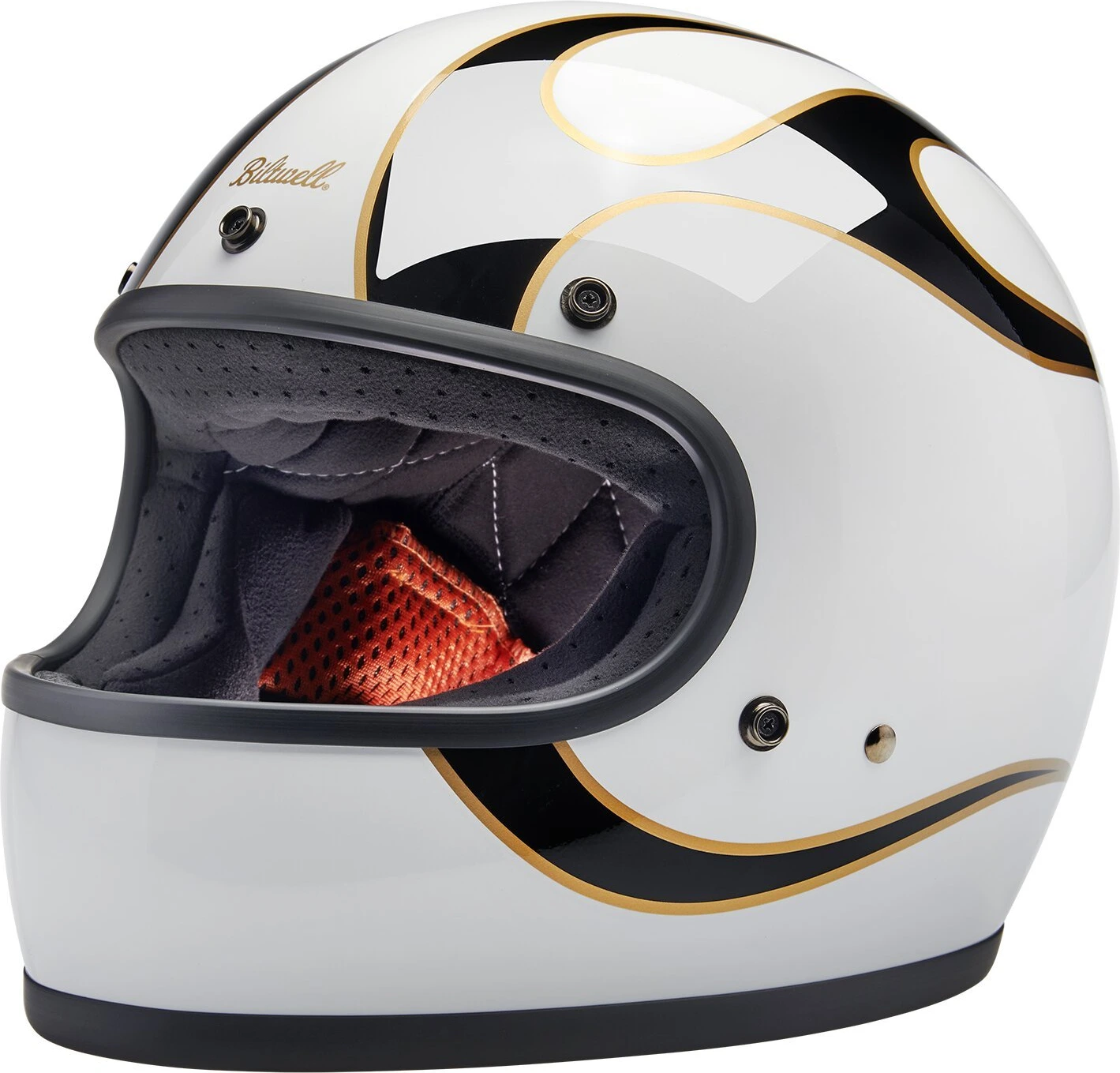 Biltwell Gringo helmet, White, black, flames White, XS, gloss
