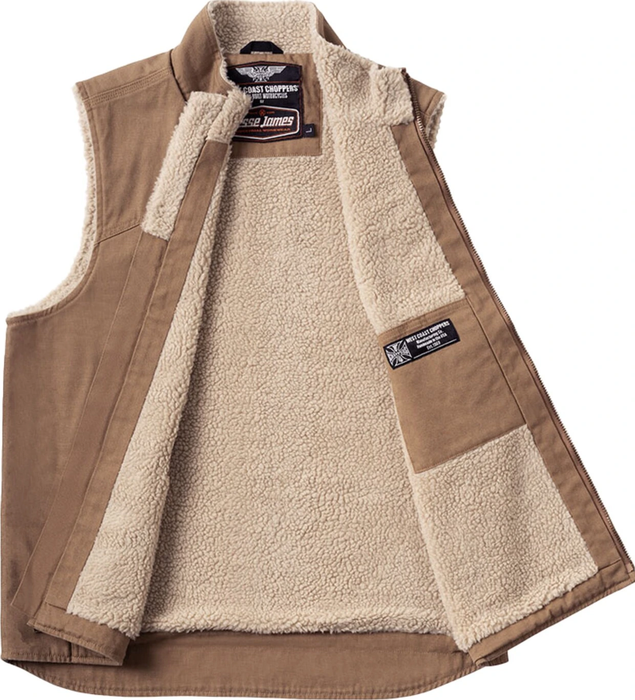 WCC Sherpa Lined Canvas Workvest, Brown, S