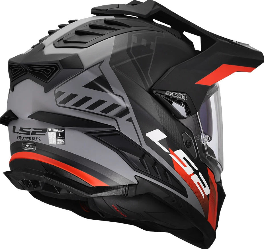 LS2 MX701 EXPLORER HEXA Helmet - 2XL, Black Red Grey