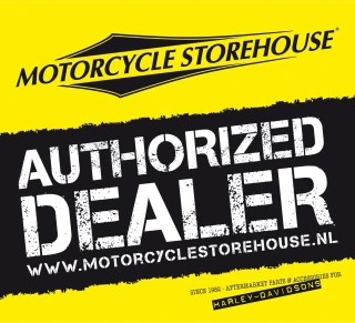 Motorcycle storehouse, authorized dealer window decal