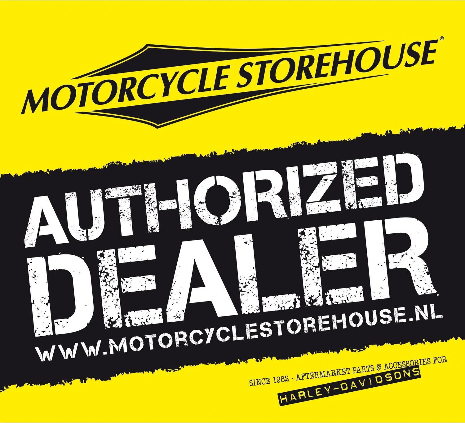 Motorcycle storehouse, authorized dealer window decal