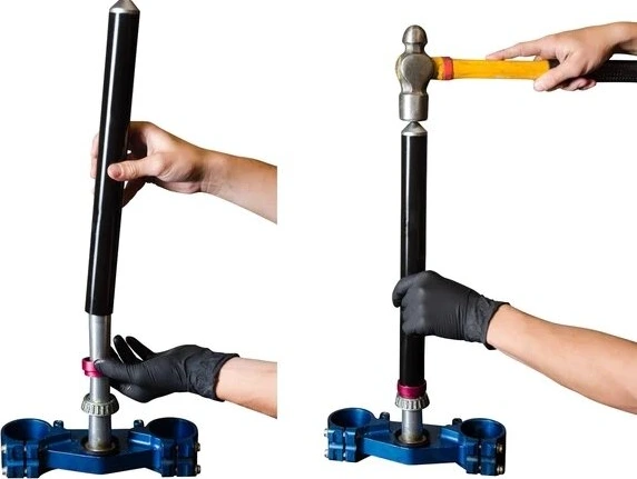 Steering stem bearing installer for motorcycles