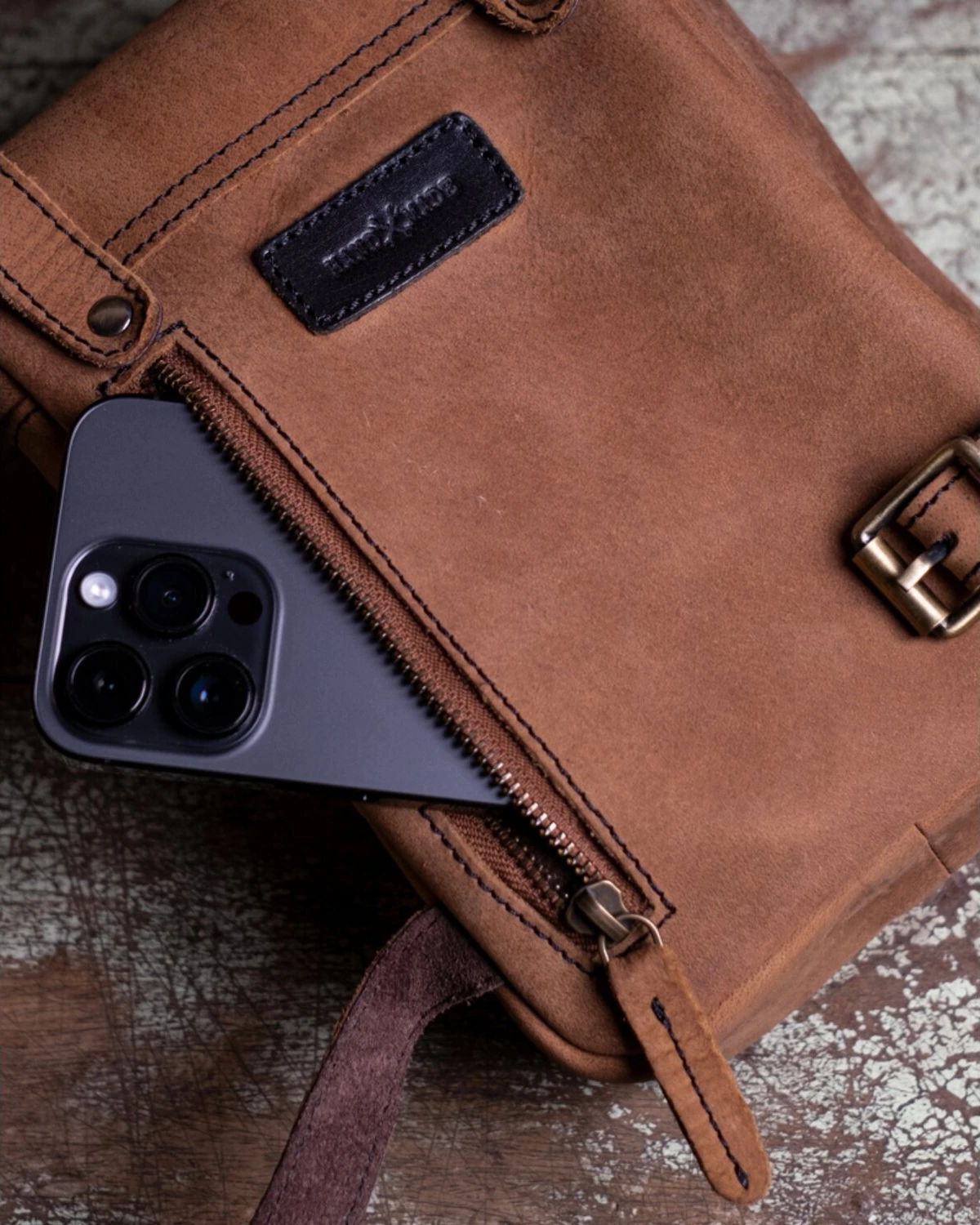 Trip Machine, Thigh bag / leg bag, tobacco brown