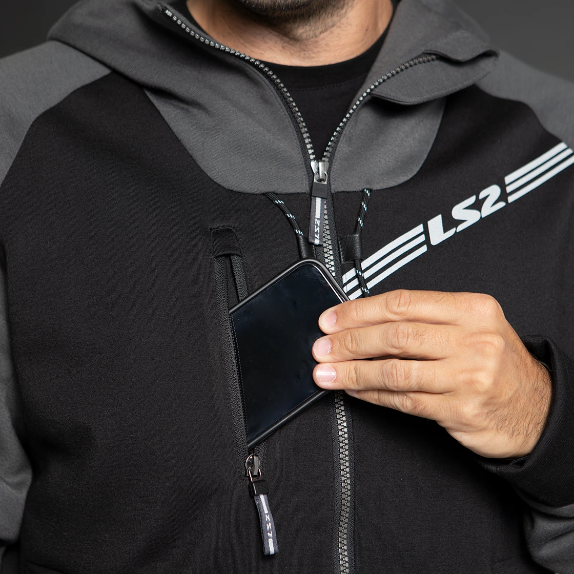 LS2 Throttle Man Jacket - Black Dark Grey, M
