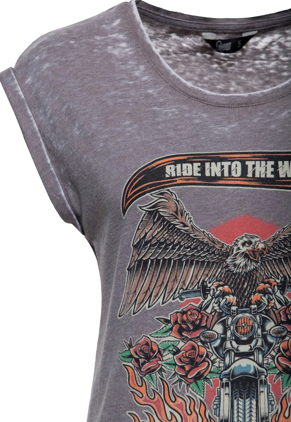 Queen Kerosin Ride into the wild t-shirt exalibur, Black, XS