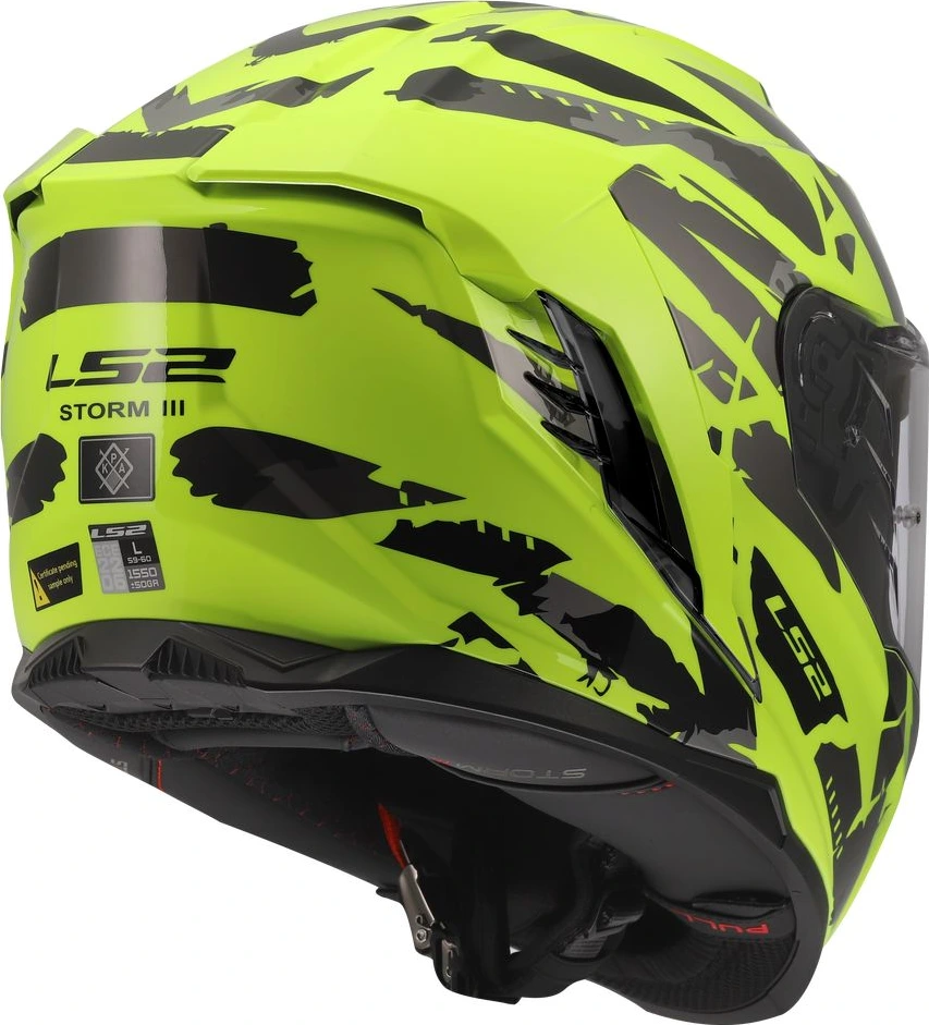LS2 FF818 STORM III KAOS Helmet - L, Hi-Vis Yellow