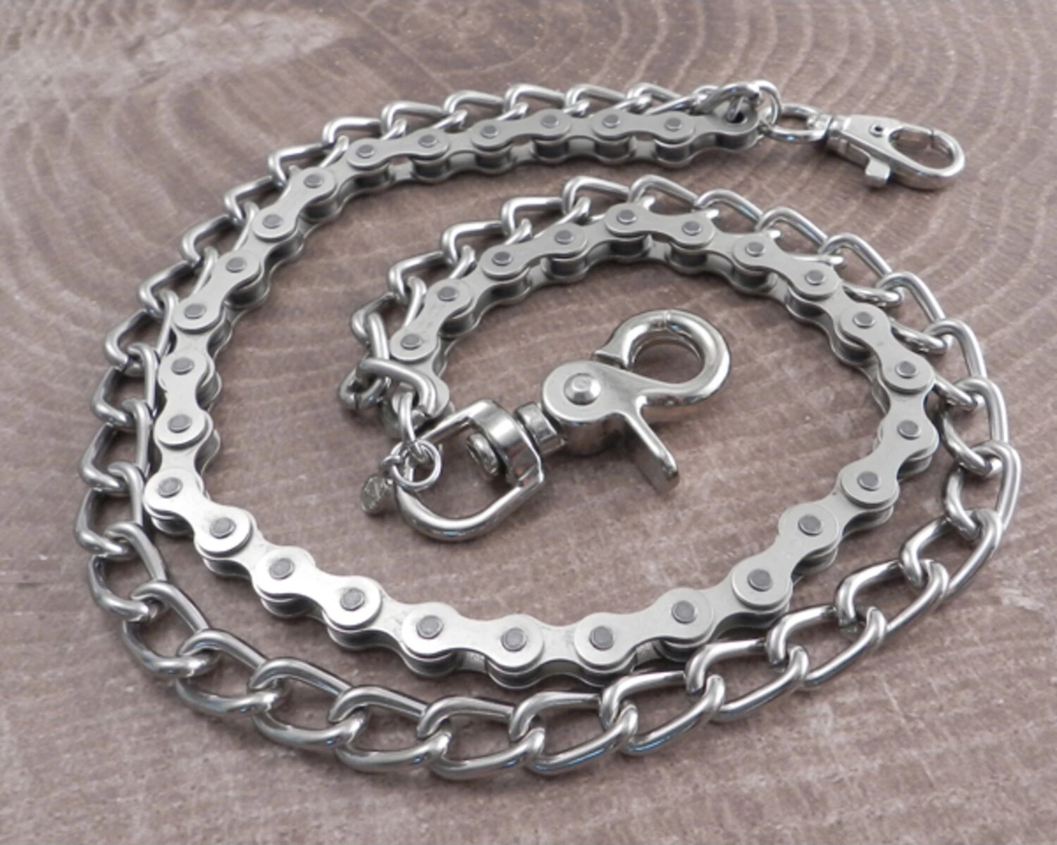 Amigaz Bike Chain & Shackle Double Wallet Chain, Silver