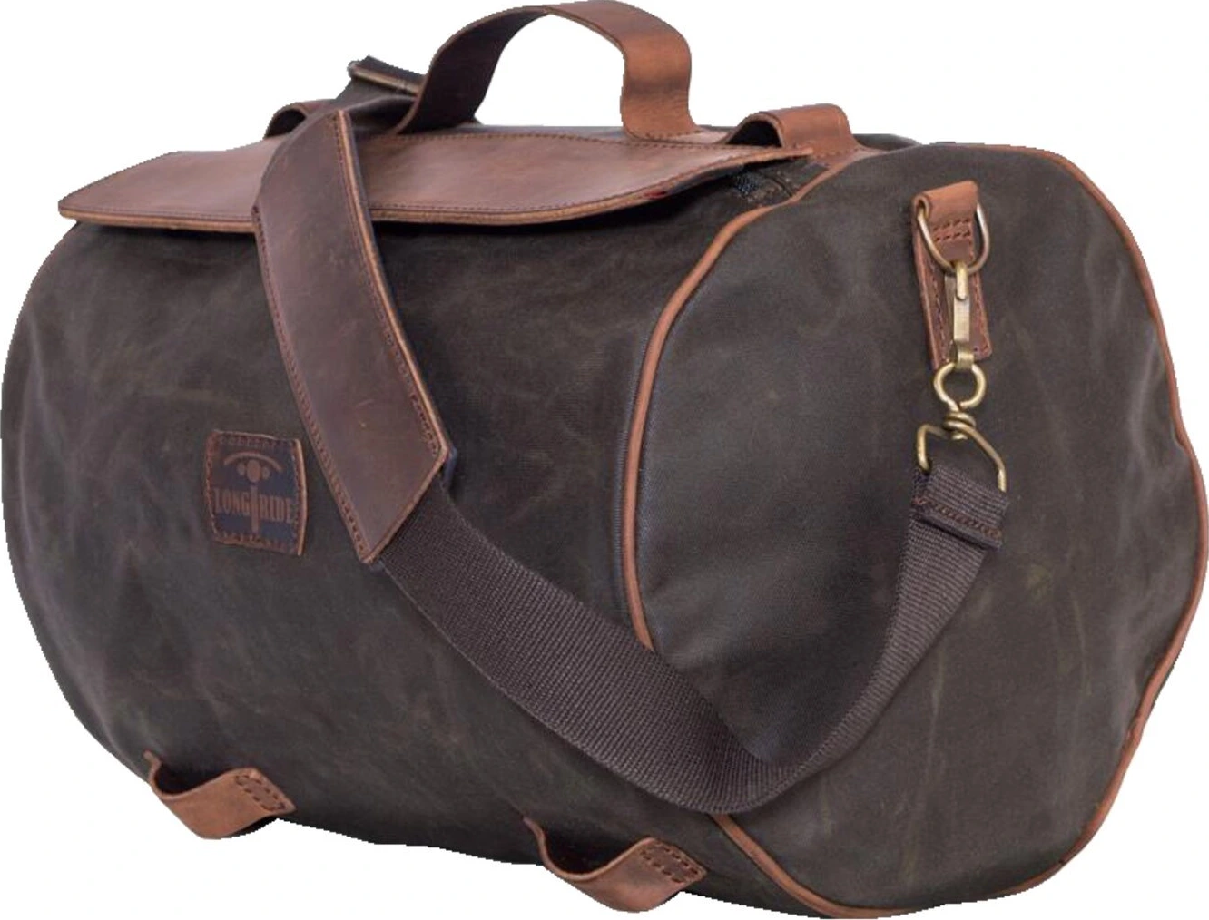 LongRide, roll bag waxed cotton narrow. Khaki wax