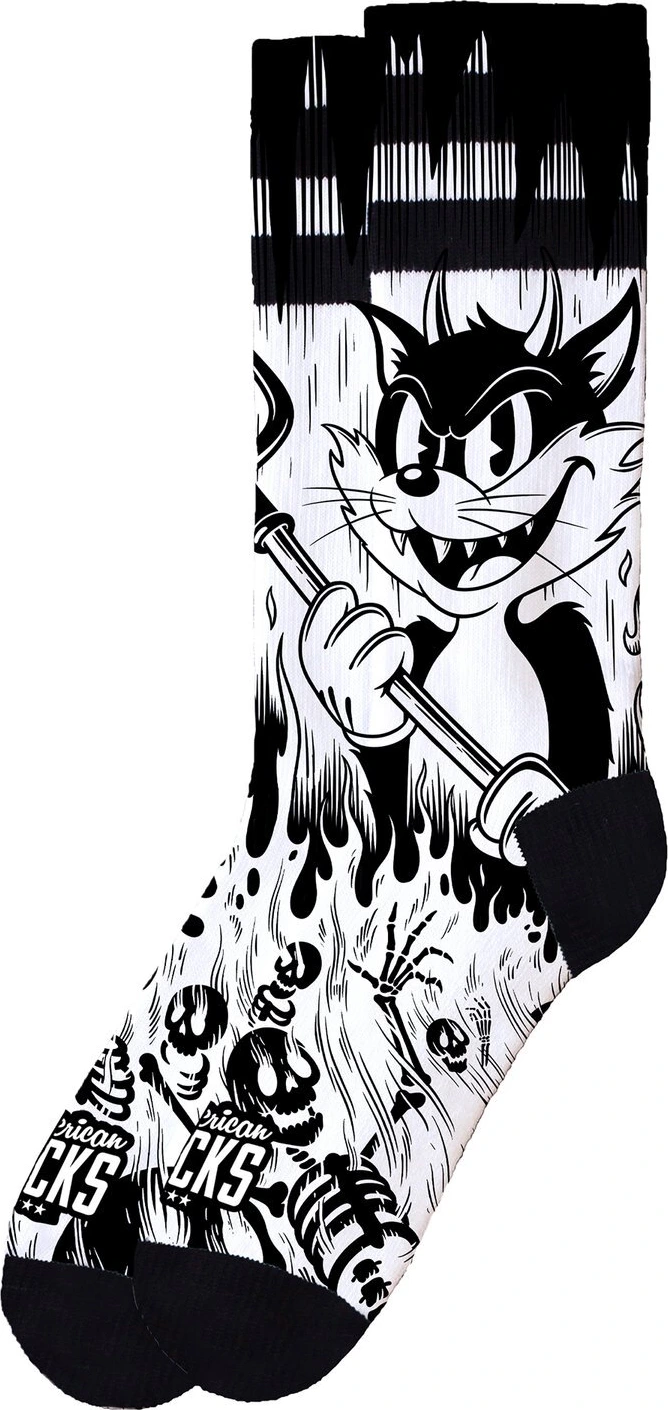 American Socks Evil Cat Signature socks, White, S/M