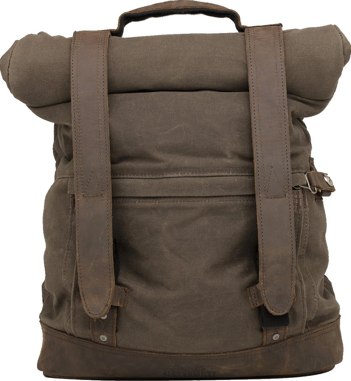 Burly Roll Top backpack bag dark oak, Brown