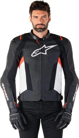 Alpinestars Leather Jacket Missile v3 Black/White/Red Fluo, 52