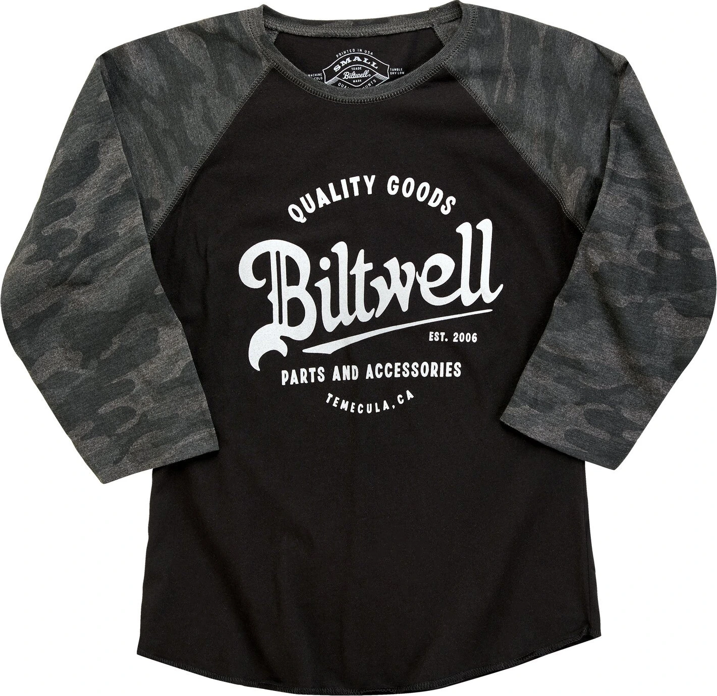 Biltwell Script baseball female shirt, Black, S