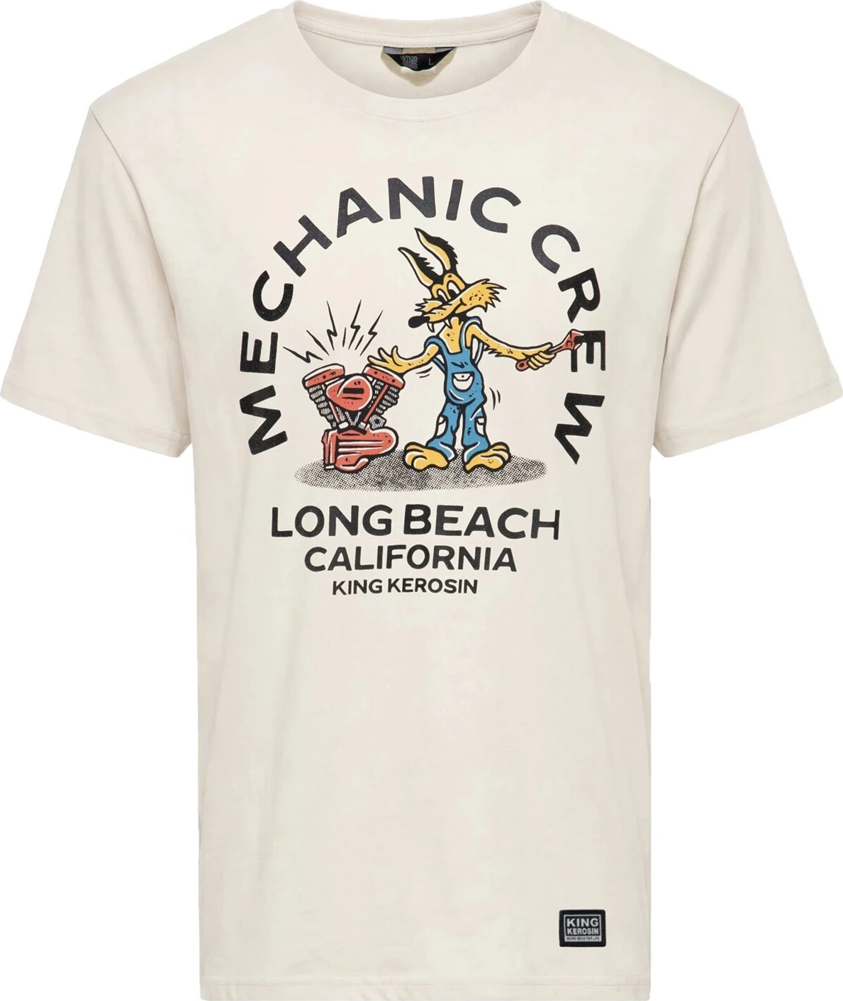 King Kerosin Mechanic Crew t-shirt, off White, White, XL