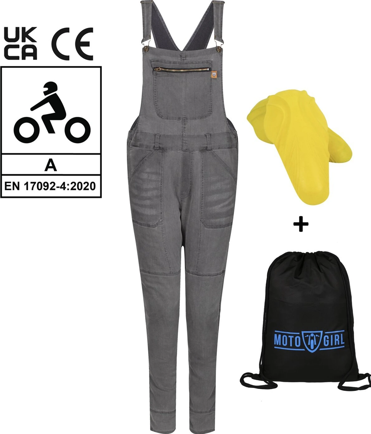 Motogirl Irene Grey "Dungri" overall, Gray, S