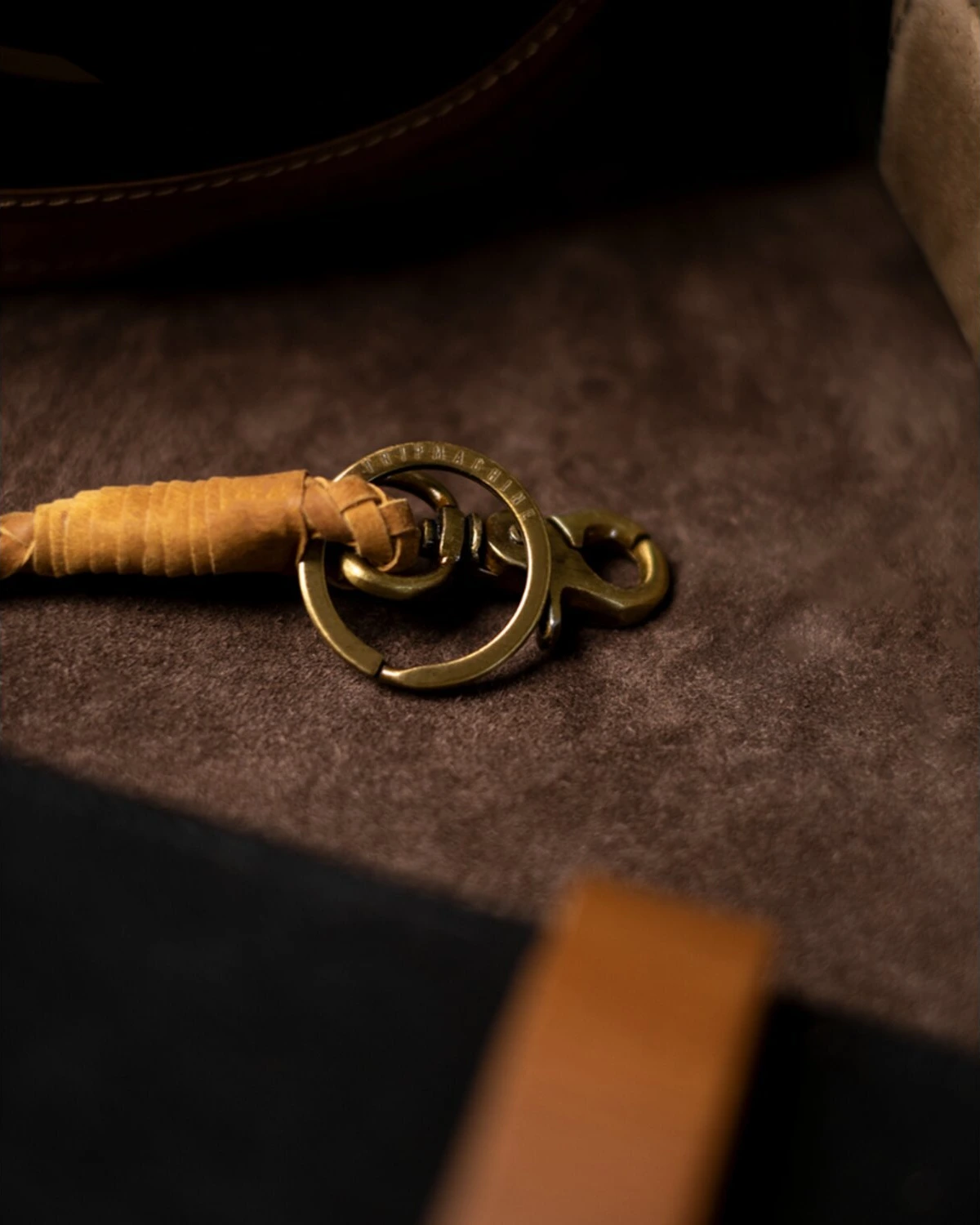 Trip Machine Braided key chain, tan