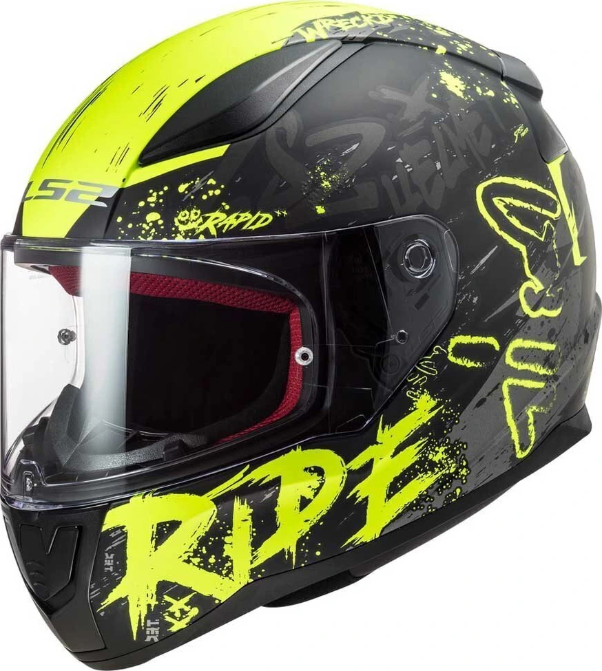 LS2 FF353 RAPID NAUGHTY helmet - M, Matt Black Hi-Vis Yellow
