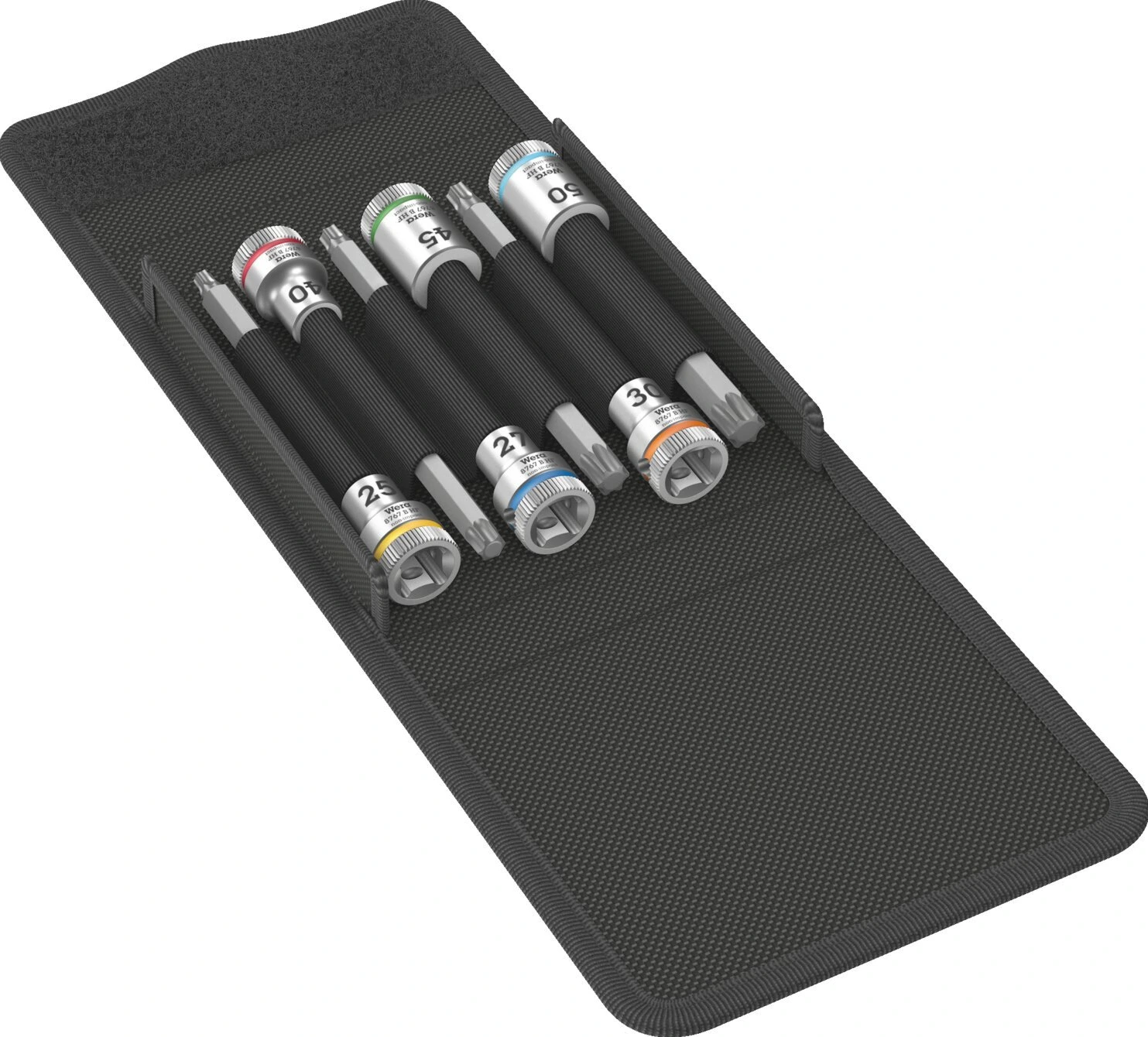 Wera Torx® socket bit set 3/8" with holding function, Black, 100 mm