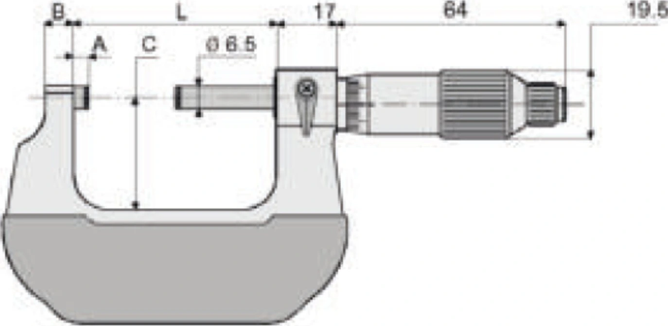 MIB, outside micrometer, DIN 863. 0-25mm, Gray, Satin
