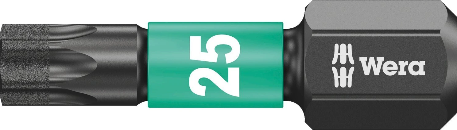 Wera 1/4" bit for Torx® screws Impaktor TX25, Green, 25 mm