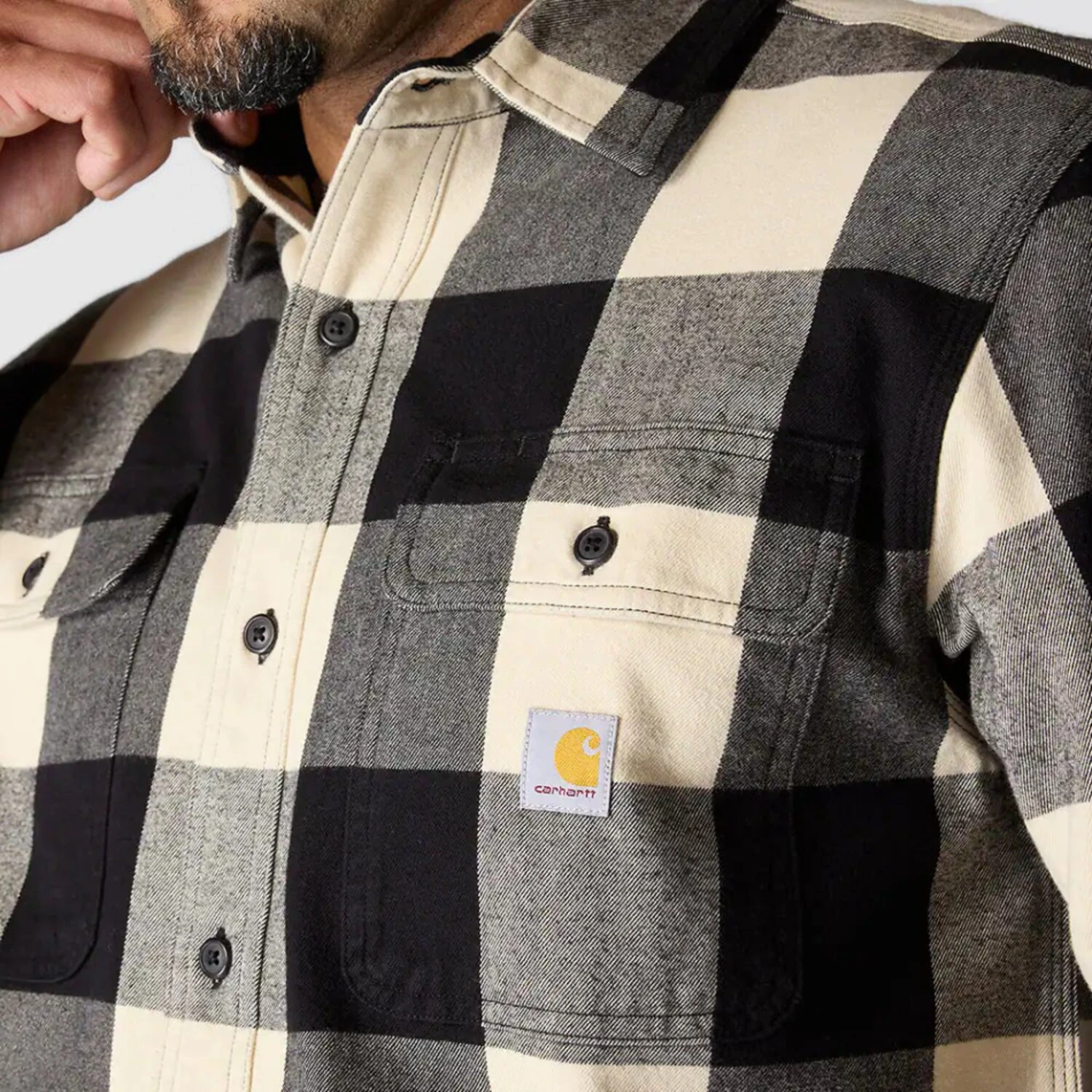 Carhartt Plaid flannel shirt, oat milk Cream, XL