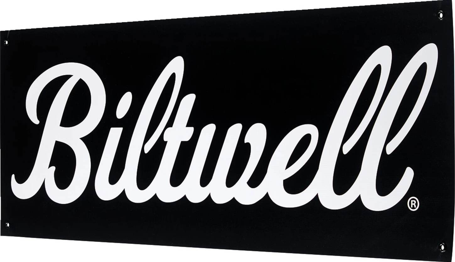 Biltwell Script Shop banner, Black, white