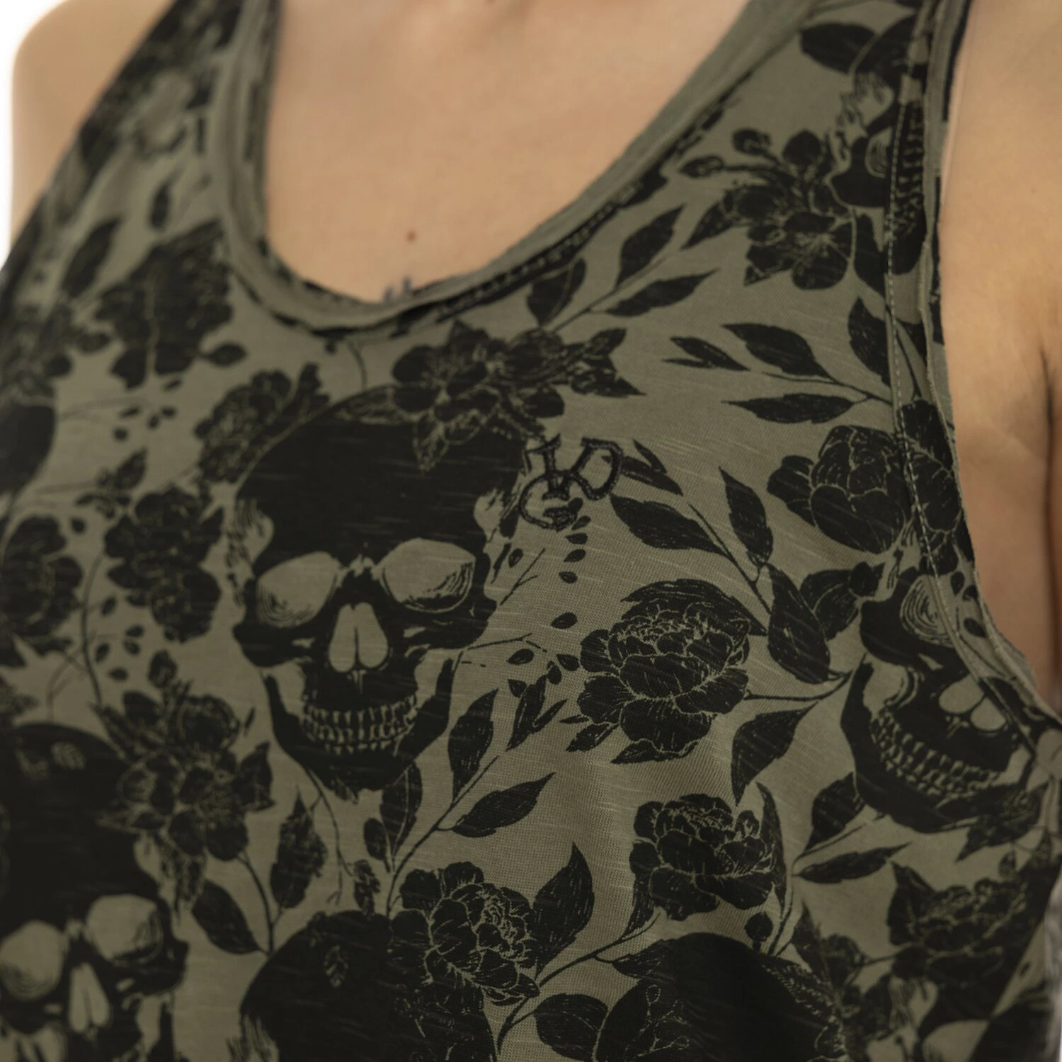 Von Dutch AOP Skull female top, Khaki, XS