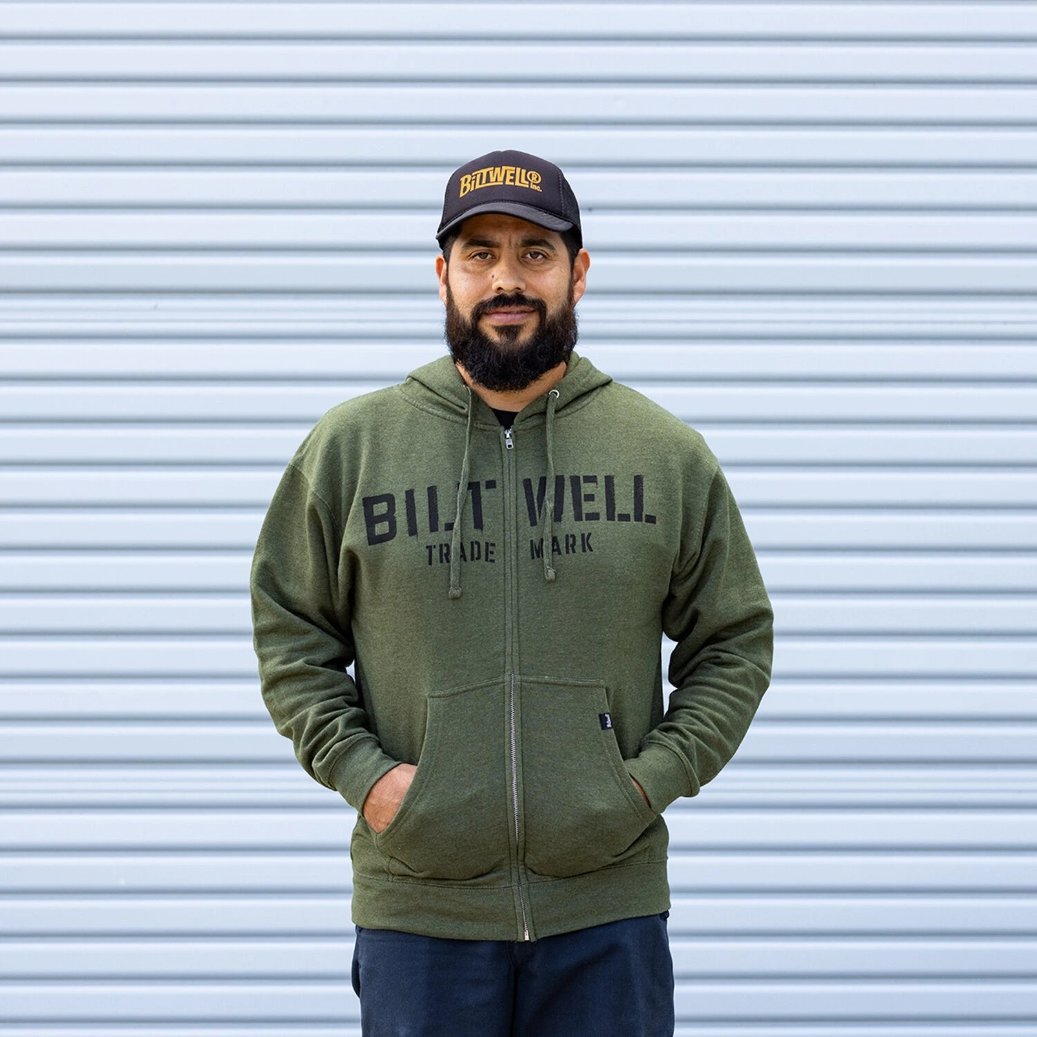 Biltwell Stencip zip hoodie green, M