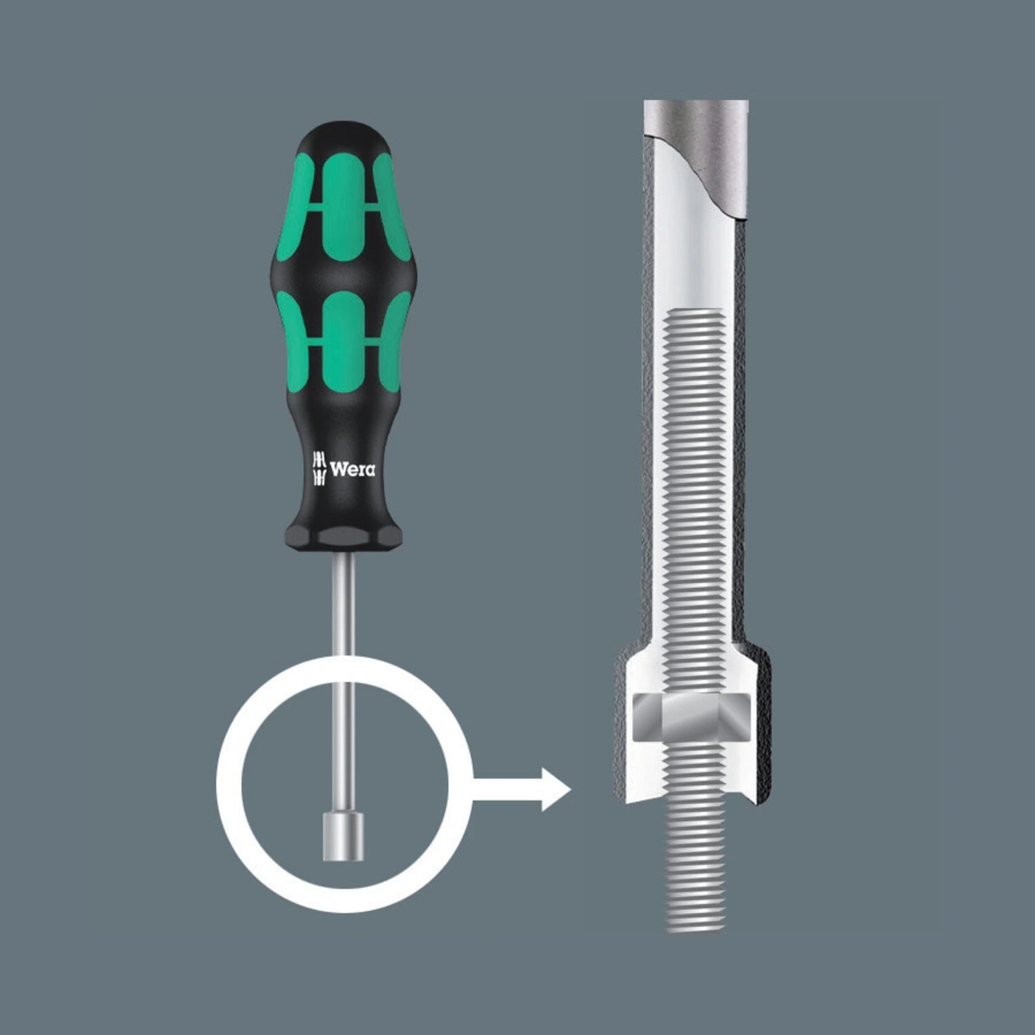 Wera nutdriver for Hex bolts and nuts Series 300, Black, 90 mm