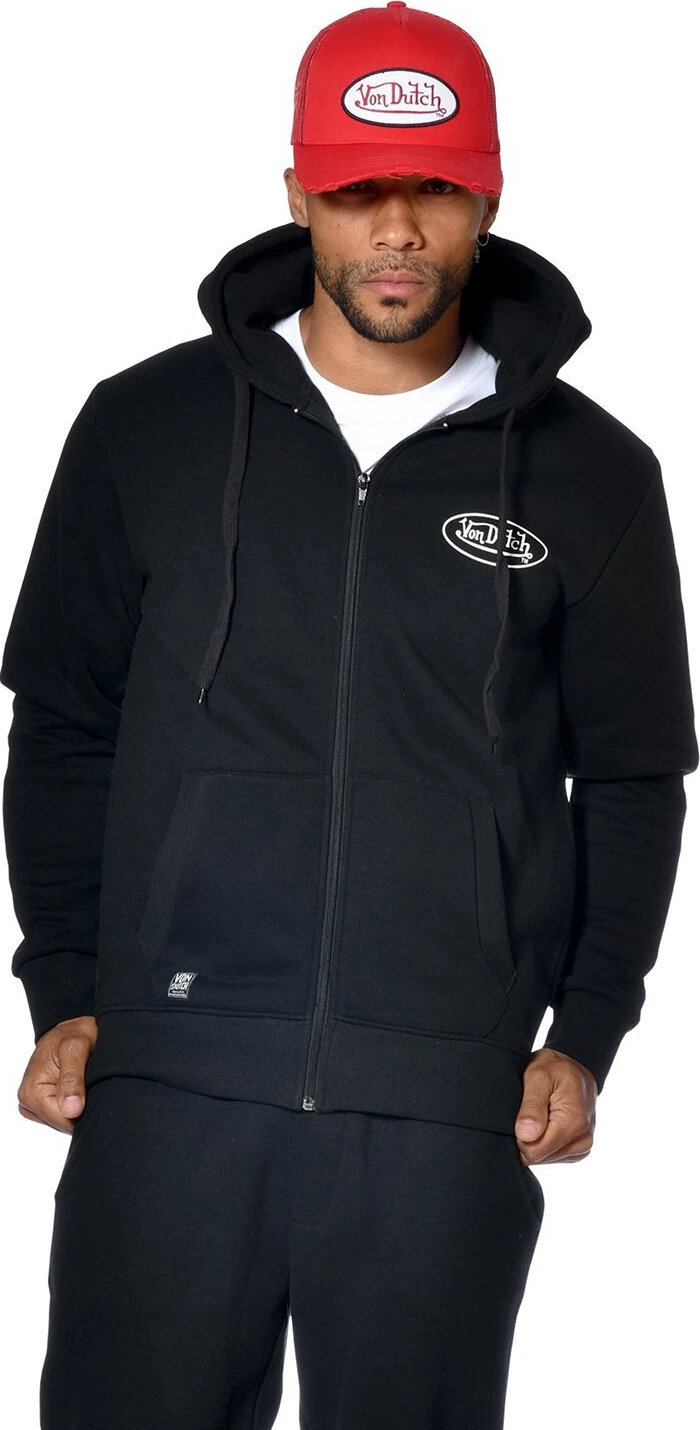 Von Dutch Logo zip hoodie, Black, S