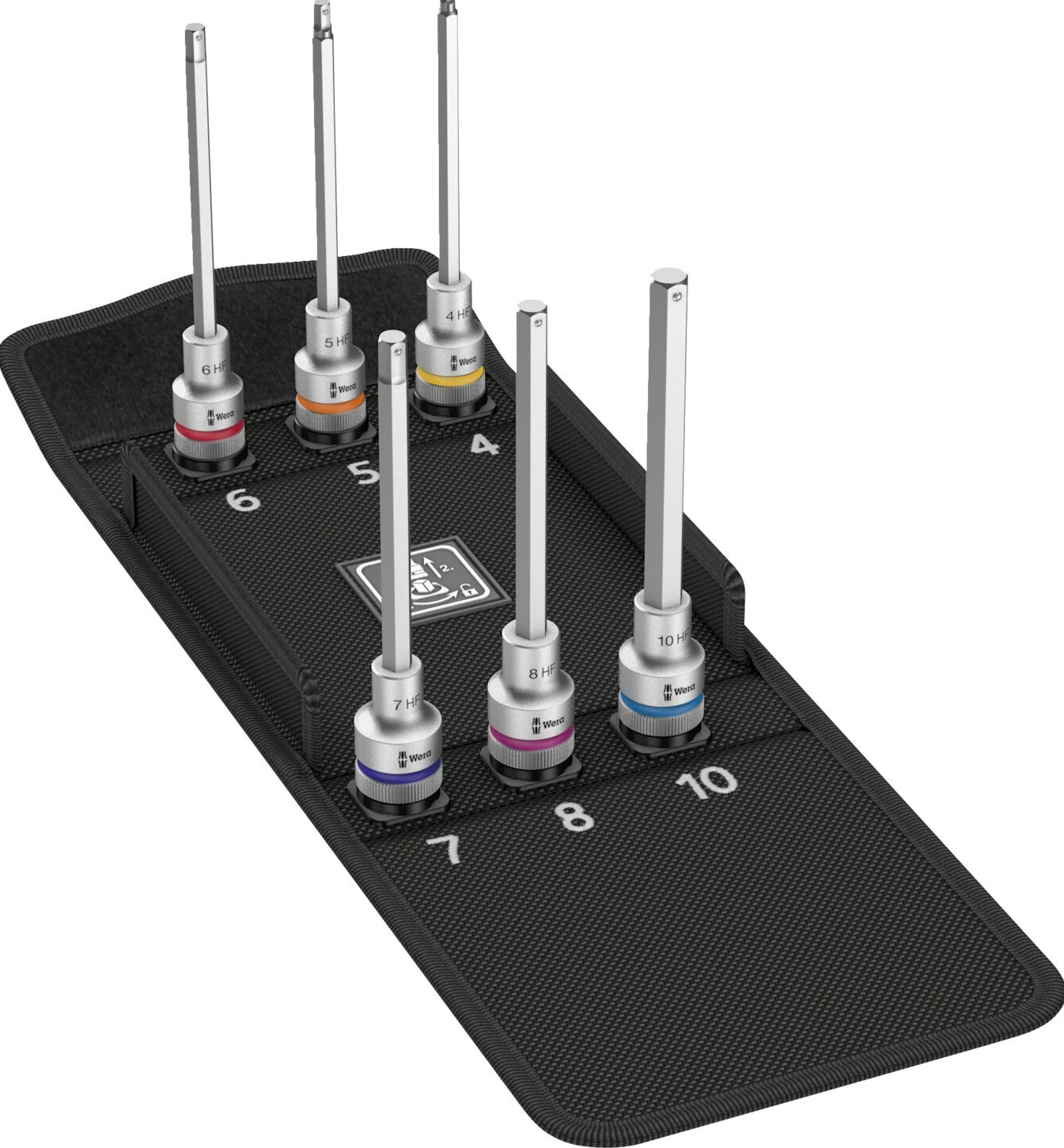 Wera Zyklop 1/2" drive extended Hex socket bit set - Metric, Black