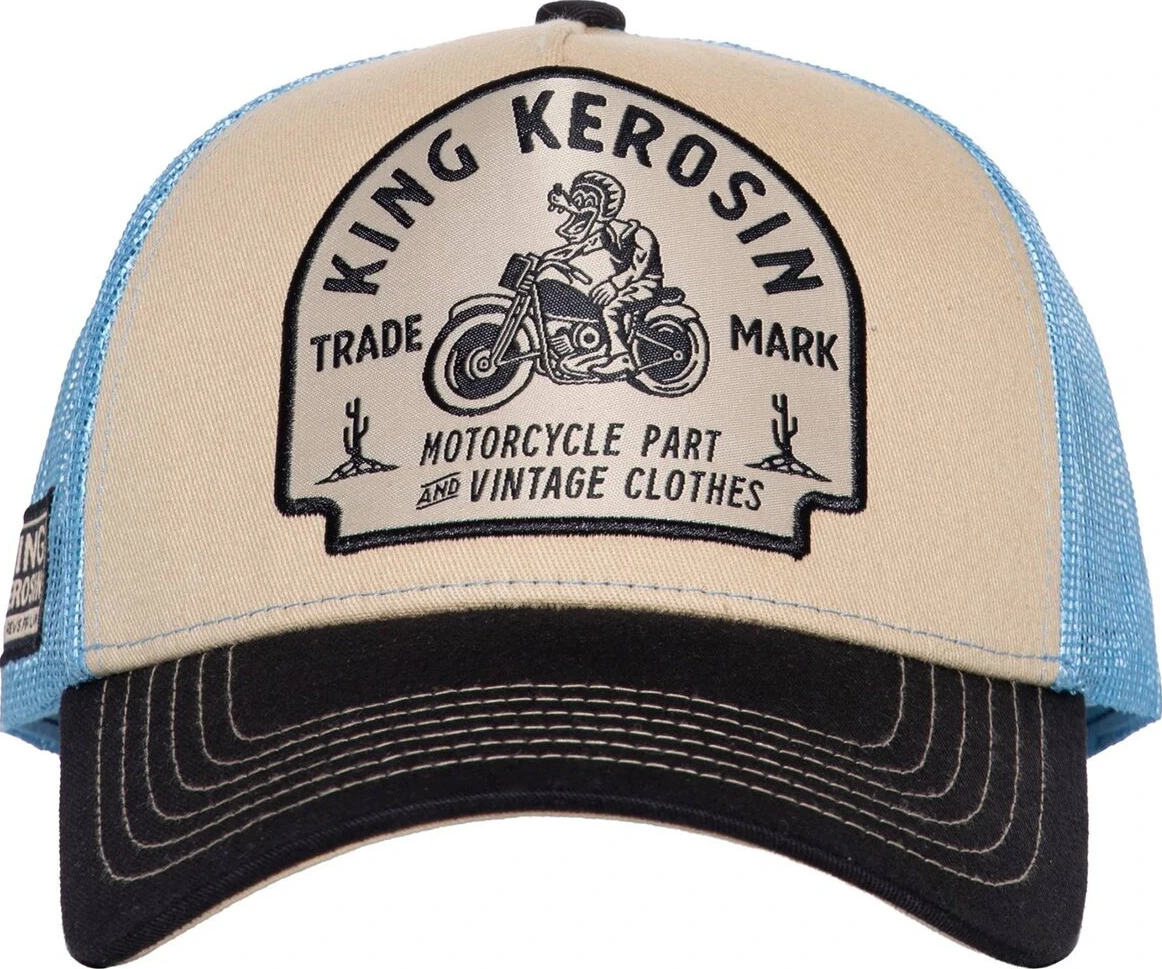 King Kerosin Motorcycle parts cap, Beige, light blue