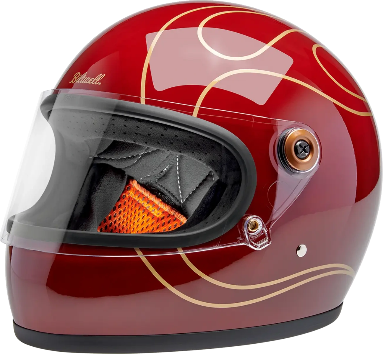 HELMET GRINGO S GLOSS GARNET RED W/ FLAMES SM